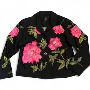 Vintage 100% Silk Beaded Floral Jacket